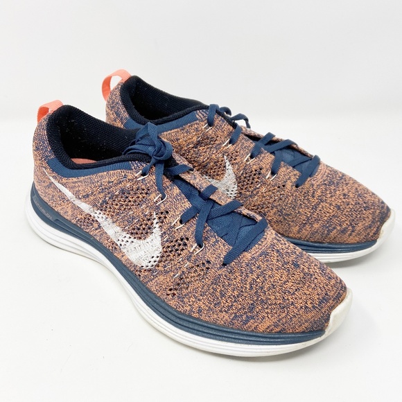 NIKE | Flyknit Lunar 1 Orange Navy 7.5 Athletic - Picture 2 of 13
